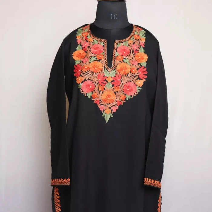 Black Nosh Summer Kurta with Aari Embroidery - Image 3