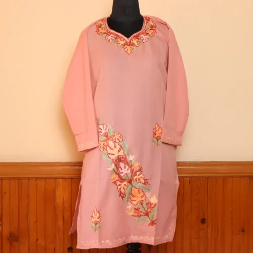 Pastel Pink Summer Kashmiri Kurta with Aari Embroidery
