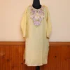 Yellow Floral Summer Kashmiri Kurta with Aari Embroidery