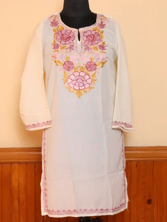 White Nosh Summer Kurta with Aari Embroidery
