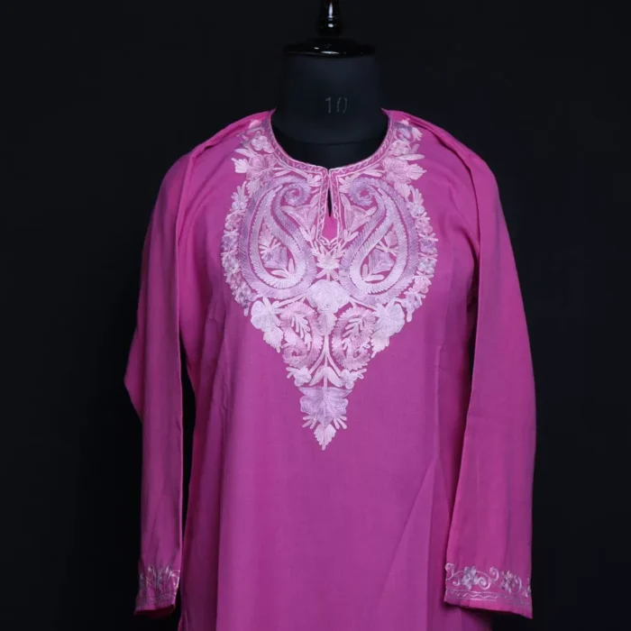 Light Purple Kashmiri Cotton Aari Kashmiri Co-ord Set