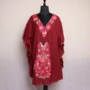 Maroon Short Kashmiri Kaftan – Aari Embroidered Crush Cotton