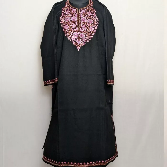 Black Pheran for Women | Latest Pheran Design for Female | Kashmiri Raffal Sozni Handwork - Image 2