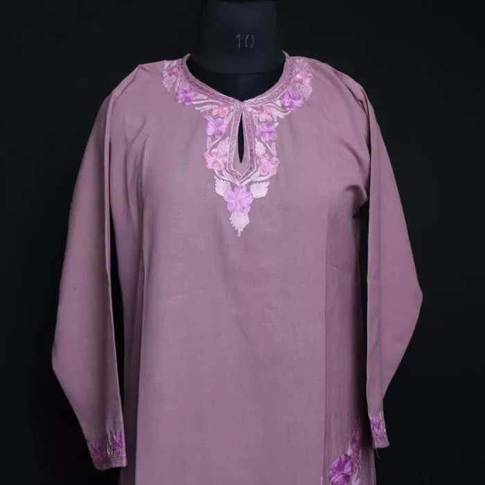 Pastel Pink Kashmiri Cotton Aari Kashmiri Co-ord Set - Image 2