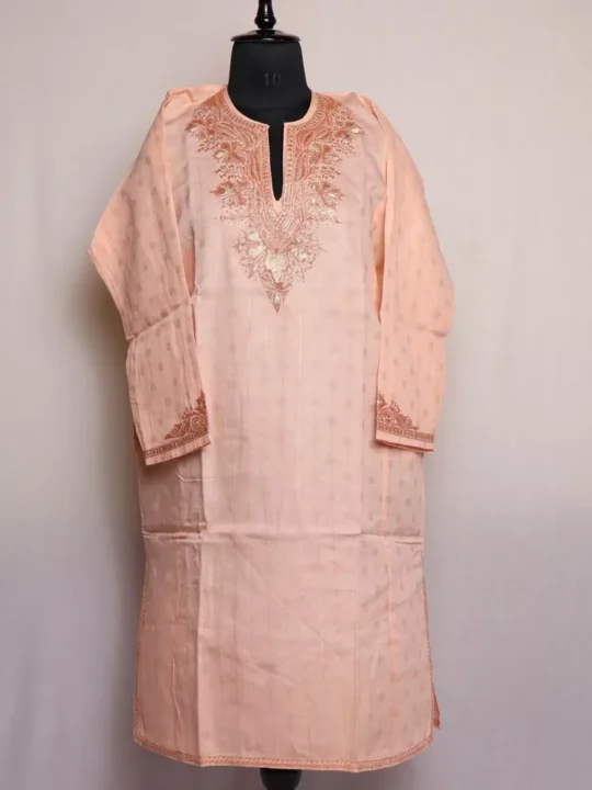 Peach Summer Pheran - Cotton With Tilla Embroidery