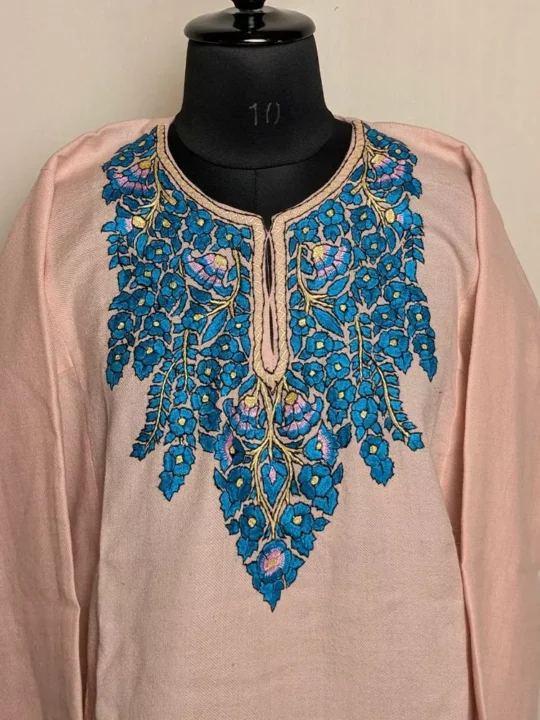 Paper Mache Sozni Kashmiri Raffal Short Pheran (38.5,52)