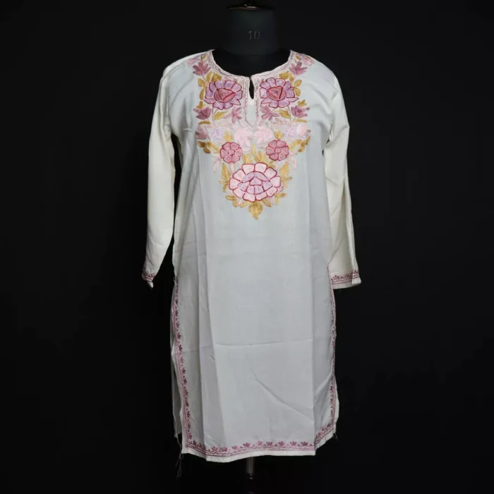 White Nosh Summer Kurta with Aari Embroidery