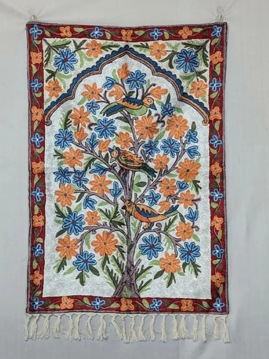 Shaan-e-Kashmir Tree of Life Kashmiri Handmade Chainstitch Wall Hanging 3x2ft