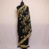 Black Georgette Saree With Kashmiri Aari Embroidery - Khizan Collection