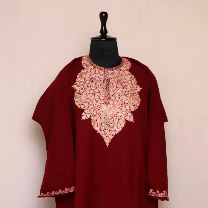 Maroon Kashmiri Winter Pheran | Haseen Collection