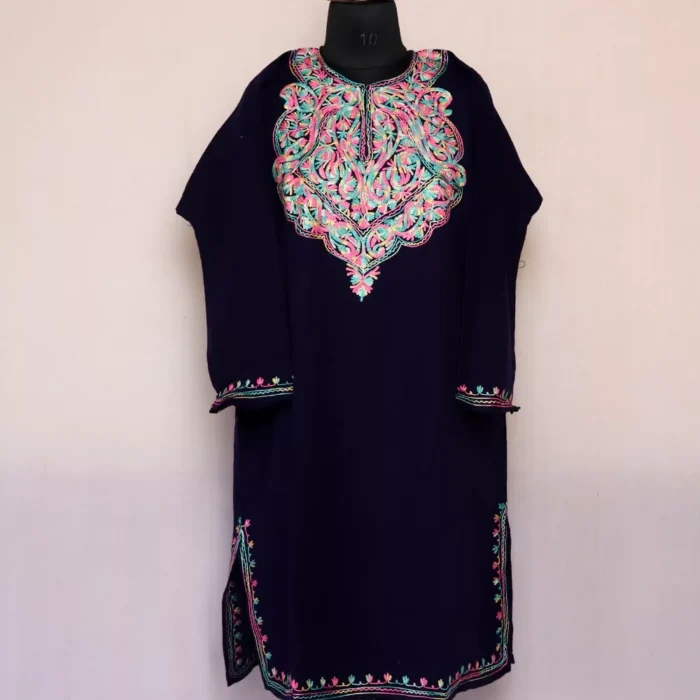 Dark Blue Kashmiri Work Pheran | Haseen Collection - Image 2