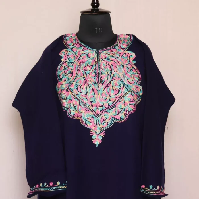 Dark Blue Kashmiri Work Pheran | Haseen Collection