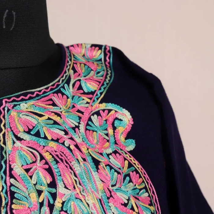 Dark Blue Kashmiri Work Pheran | Haseen Collection - Image 3