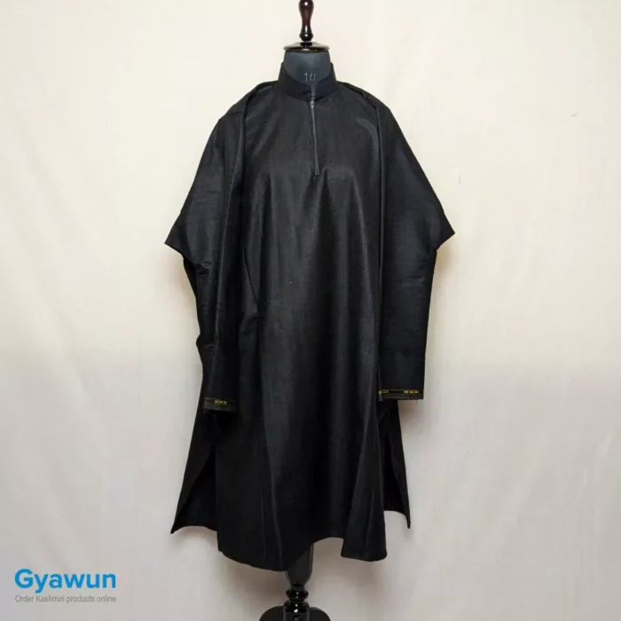 Jet Black | Kruhun Maharaja Traditional Mens Kashmiri Pheran (L43,C65)