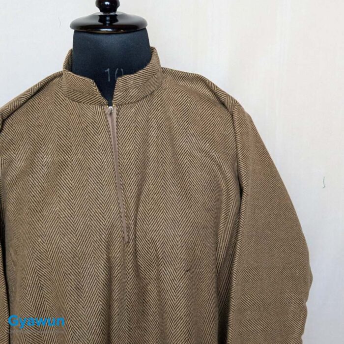 Light Brownish Lakeer Jahanzeb Traditional Mens Kashmiri Pheran (L46,C63) - Image 2