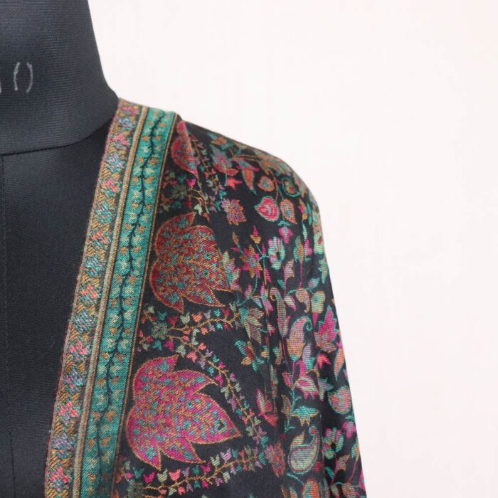 Kani Kashmiri Shawl Black for Men | Chinar border | Shah Rukh Collection - Image 3