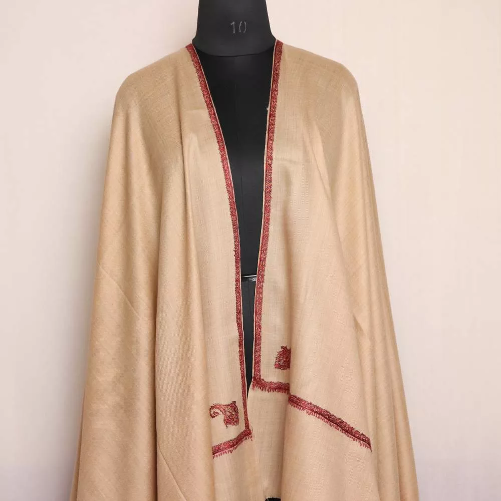 Toosh Rang Kashmiri Shawl Gents | Badam Hand Sozni Embroidery | Faisal ...