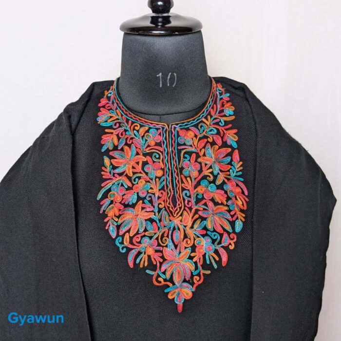 Black Rangebahar Rumi Kashmiri Girls Short Pheran (L37) - Image 3