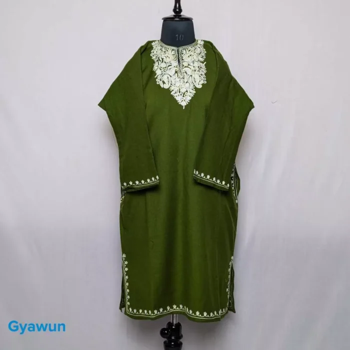 Green Sheen Rumi Kashmiri Girls Short Pheran (L38)