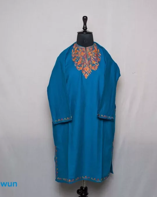 Rumi Blue Kashmiri Girls Short Pheran (L38)