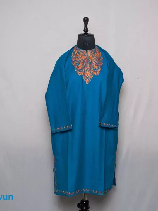 Rumi Blue Kashmiri Girls Short Pheran (L38)