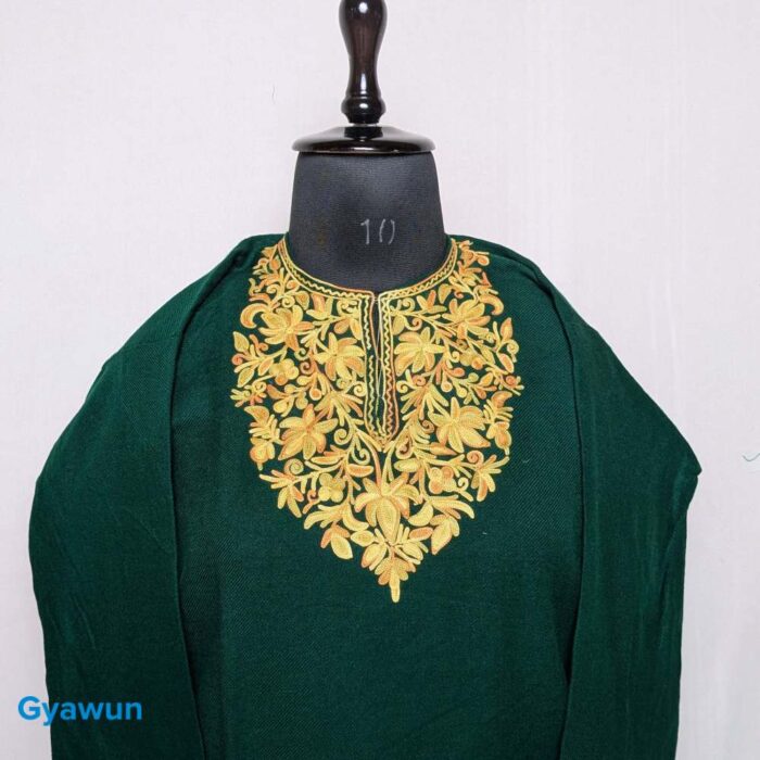 Bottle Green Rumi Kashmiri Girls Short Pheran (L37) - Image 3