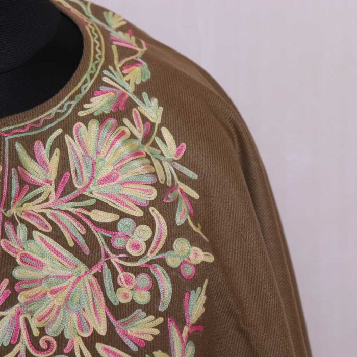 Pashm Poncho With Kashmiri Aari Embroidery - Khushi Collection - Image 3