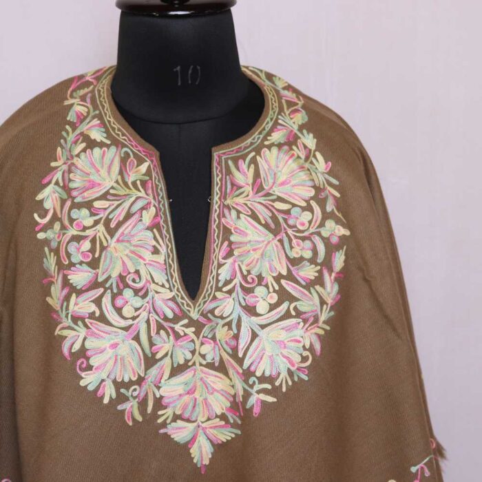 Pashm Poncho With Kashmiri Aari Embroidery - Khushi Collection - Image 2