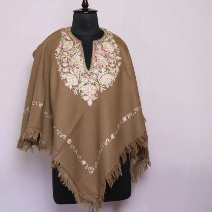 Pashm Poncho With Kashmiri Aari Embroidery - Khushi Collection
