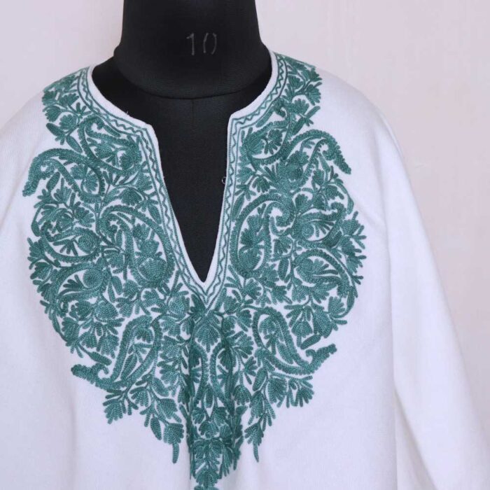 White Kashmiri Aari Embroidery Poncho -Khushi Collection - Image 2