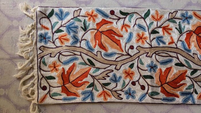 Mahapara Chainstitch Silk Handmade Runner 4×1ft - Image 2