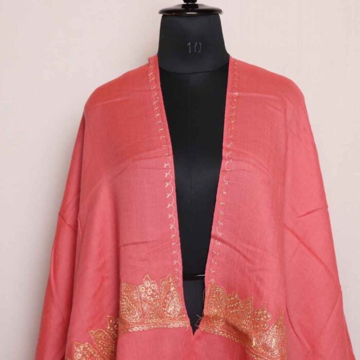 Carrot pink Tilla Stole | Naaz Collection - Image 2