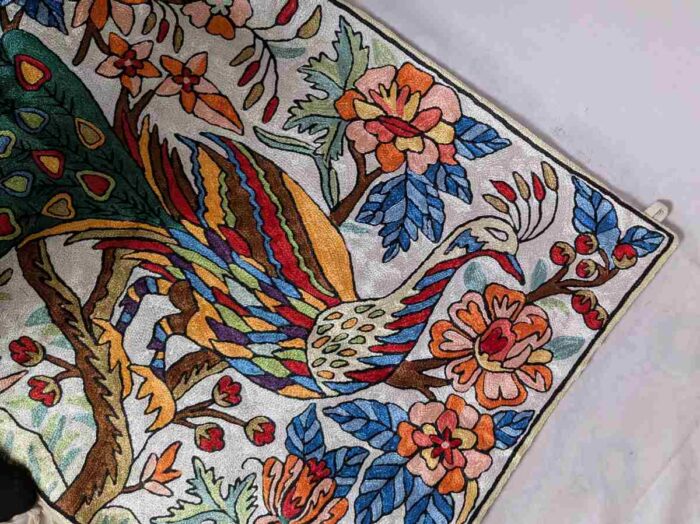 Peacock on a Tree Kashmiri Handmade Chainstitch Wall Hanging 3x2ft - Image 2
