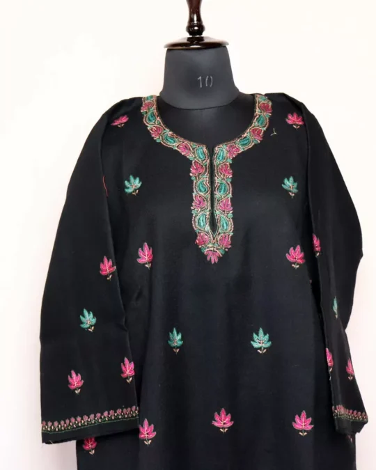 Begum Designer Pheran- Black Raffal With Sozni Handwork