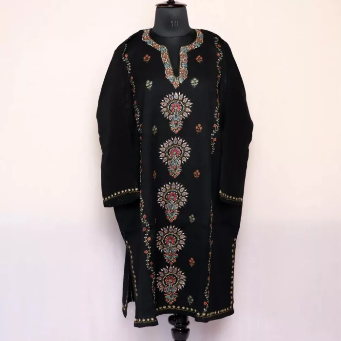 Shaheen Designer Pheran- Black Raffal With Sozni Handwork - Image 3