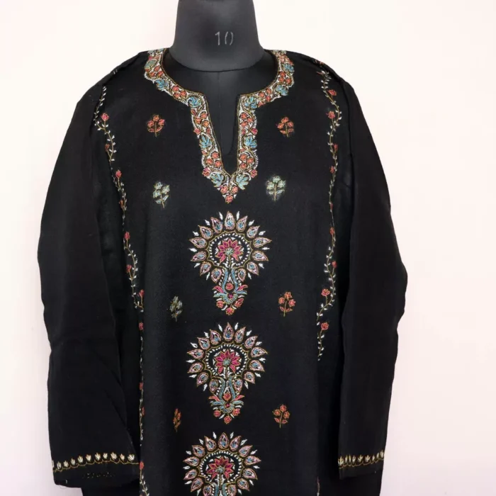 Shaheen Designer Pheran- Black Raffal With Sozni Handwork - Image 5