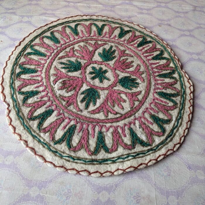Gurezi Namda Rug, Round Meditation mat | Aasan or Chair Pad 2FT