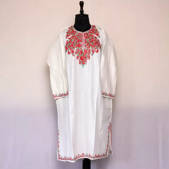 Jannan White Kashmiri Pheran For Beautiful Lady - Image 2