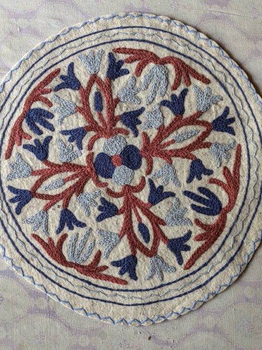 Beautiful Round Namda Rug, Meditation mat | Asan or Chair Pad 2FT