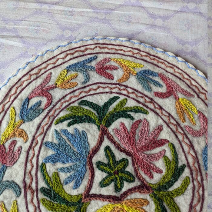 Bagh Namda Rug, Round Meditation mat | Aasan or Chair Pad 2FT - Image 2