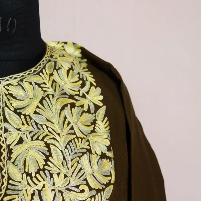 Olive Brown Kashmiri Phiran Female Online | Khoobsurat Collection - Image 3