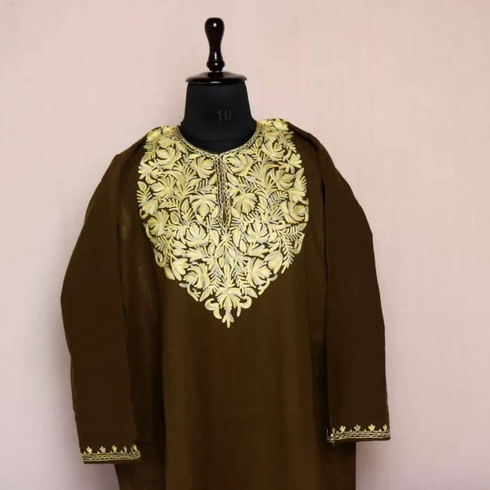 Olive Brown Kashmiri Phiran Female Online | Khoobsurat Collection