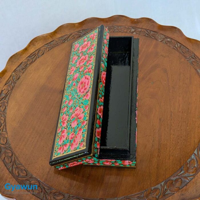 Green Gulabi Paper Mache Pencil Box or Pen Box - Image 2