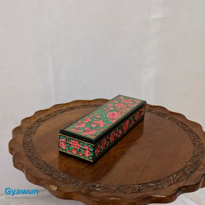 Green Gulabi Paper Mache Pencil Box or Pen Box - Image 3