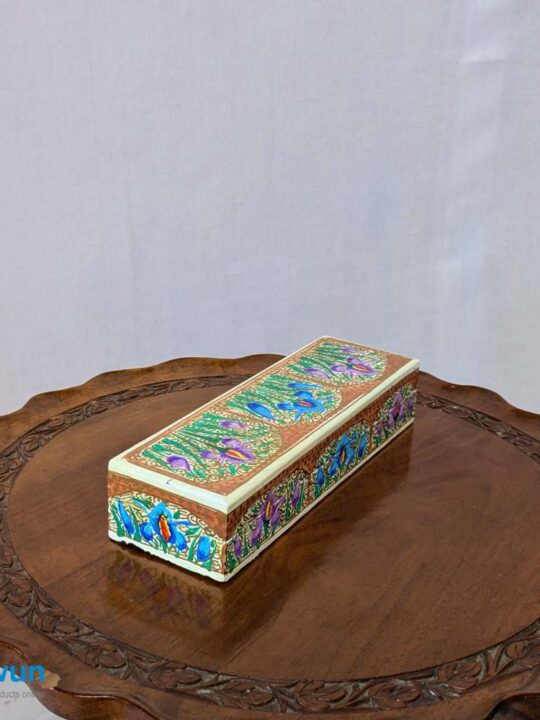 Brown Phulai Paper Mache Pencil Box or Pen Box