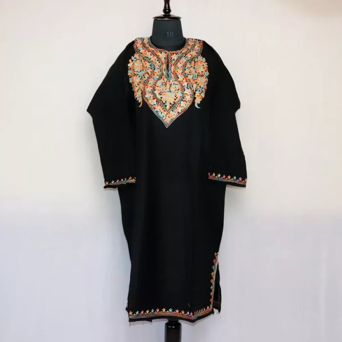 Kashmiri Traditional Dress Female - Black Phiran | Haseen Collection - Image 2