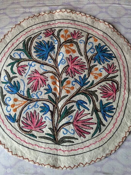 Round Tree Naqsh Namda, Round Meditation Mat | 3ft Rug