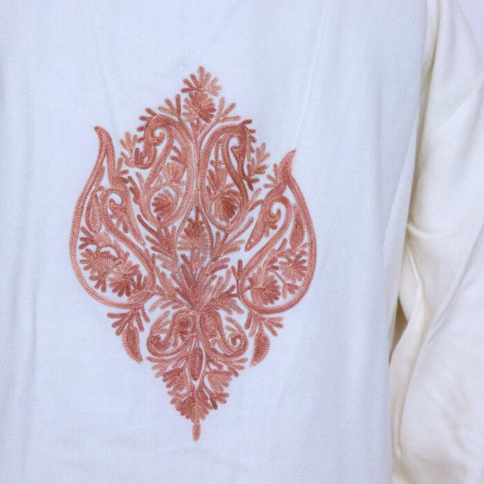 White Brown Bathrobe/Dressing Gown with Ari Embroidery - Neymat - Image 4