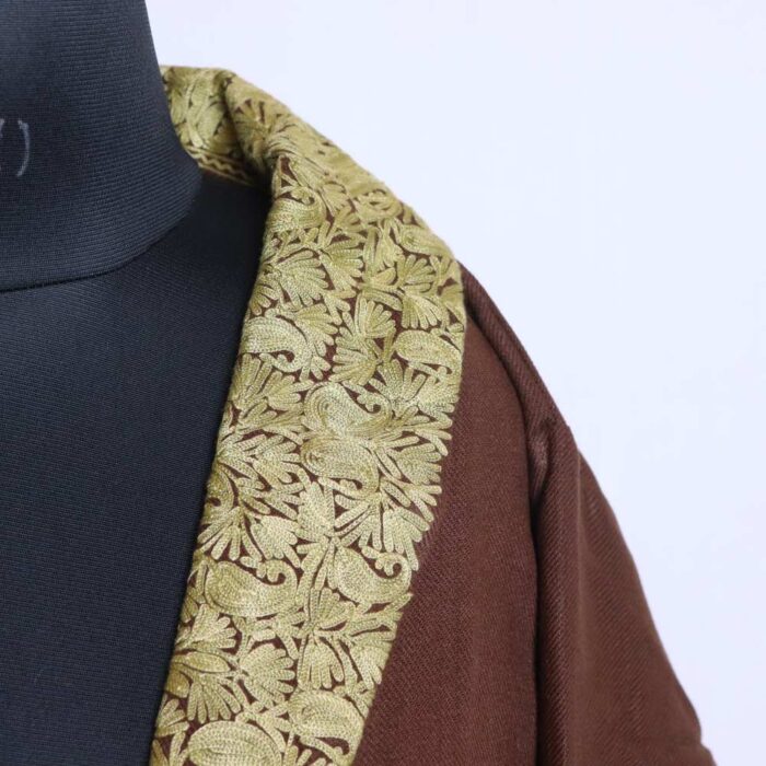 Brown Sabz Bathrobe/Dressing Gown with Ari Embroidery - Neymat - Image 3