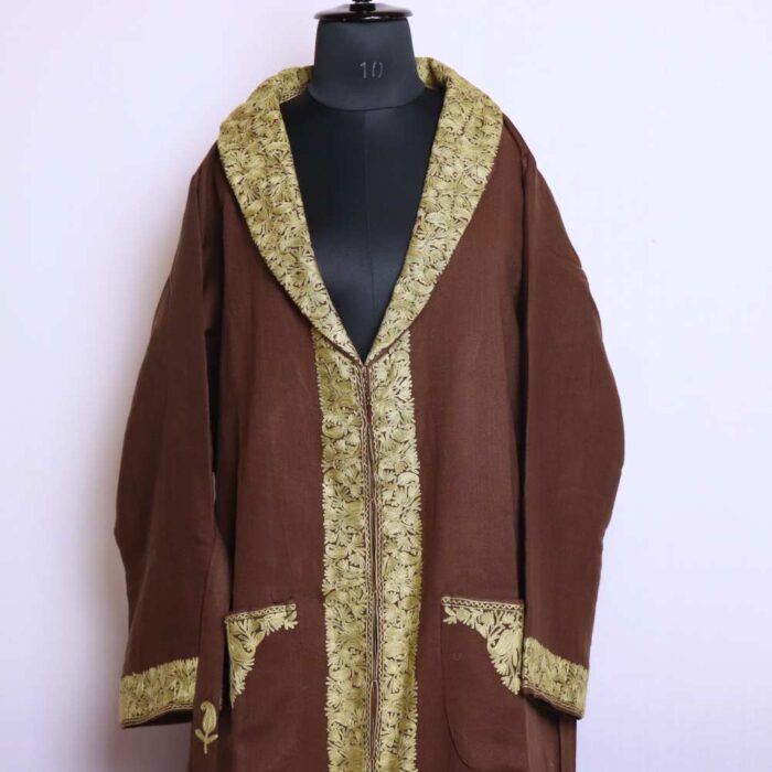 Brown Sabz Bathrobe/Dressing Gown with Ari Embroidery - Neymat - Image 2